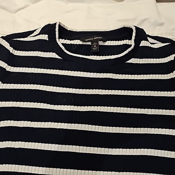 Navy and white stripe knit midi dress - Picture 2 of 3